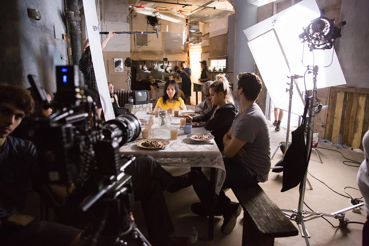 Behind the scenes during the filming of 'Golden Boat'
